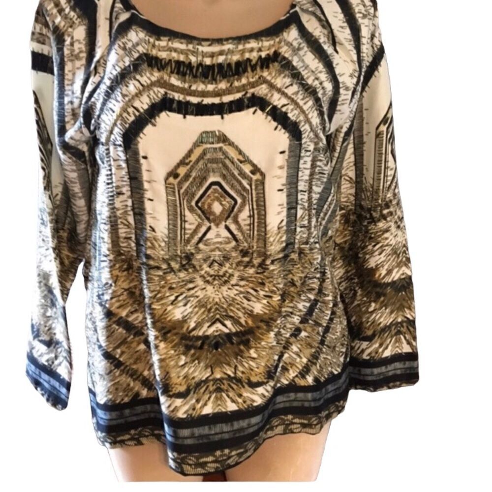 ECI New York Blouse Size Large Black & Gold